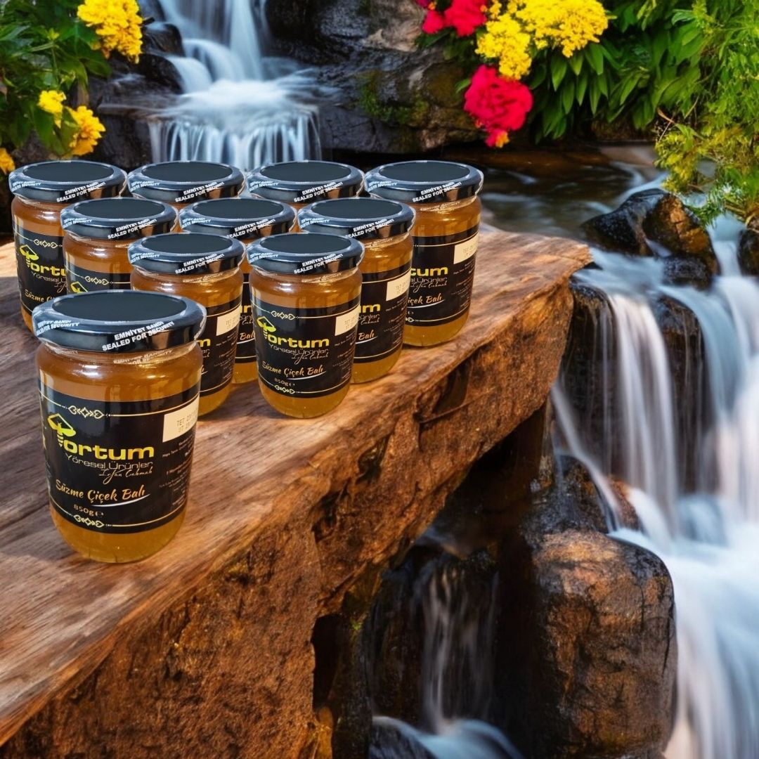 Analizli Şekersiz Hakiki Süzme Çiçek Balı (10 Kavanoz 8500g)