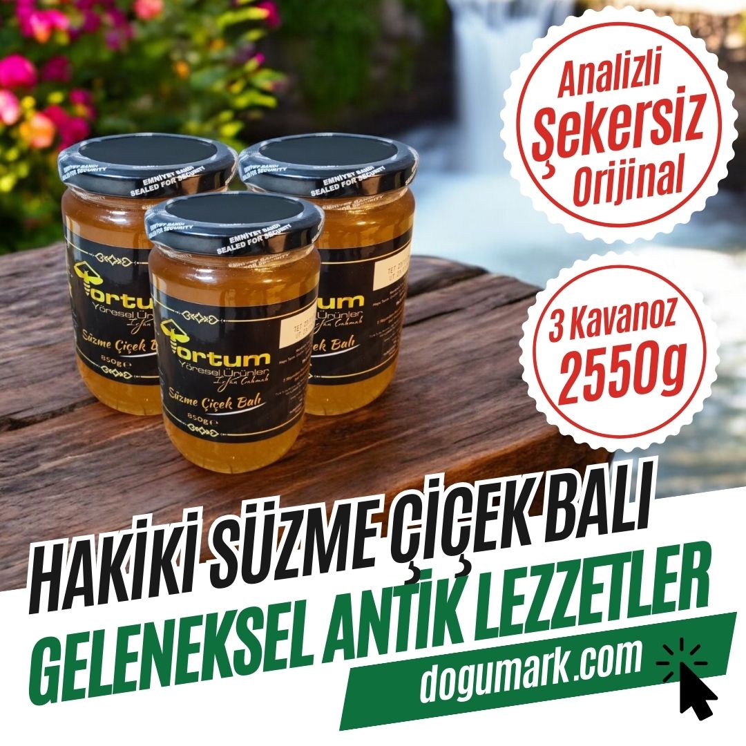 Analizli Şekersiz Hakiki Süzme Çiçek Balı (3 Kavanoz 2550g)