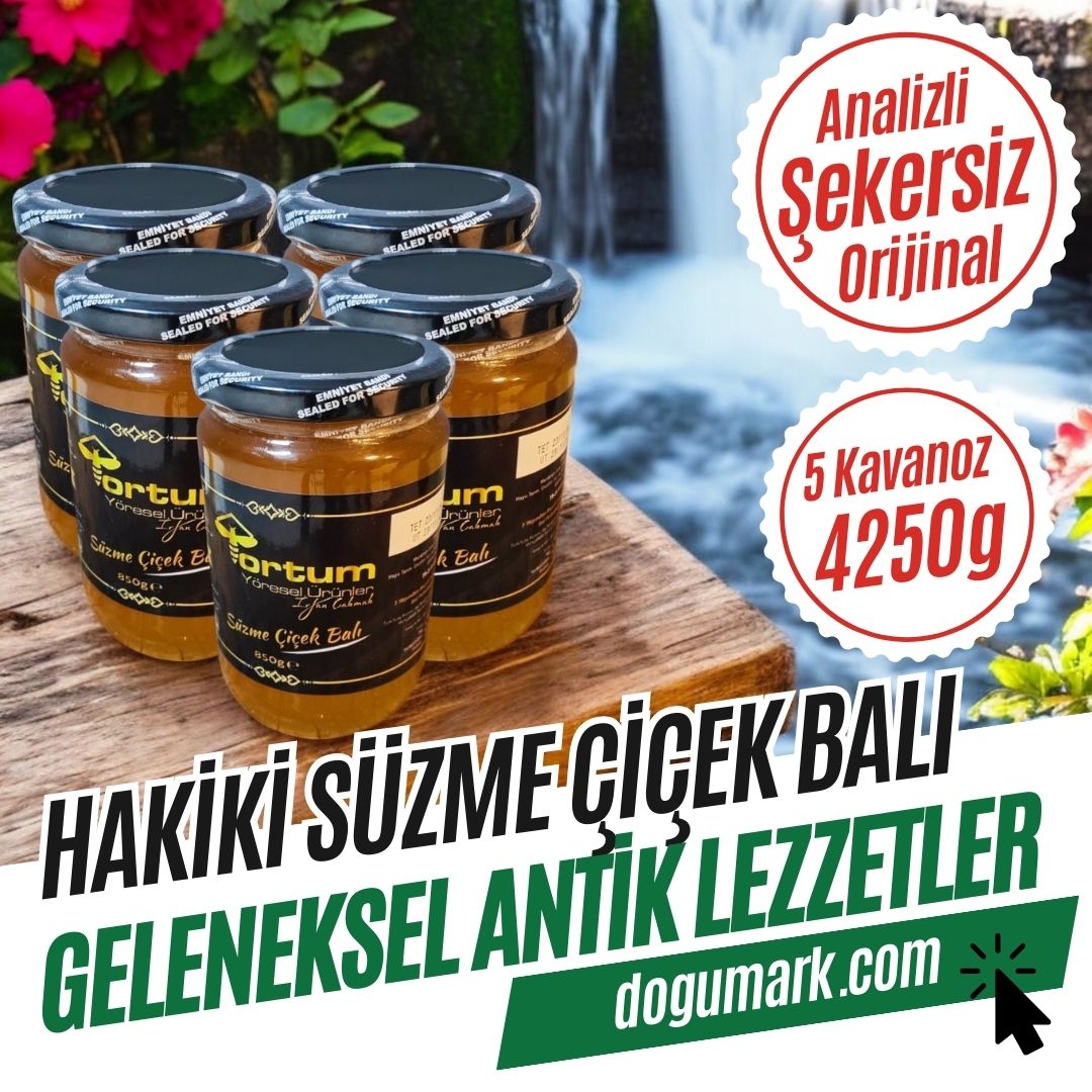 Analizli Şekersiz Hakiki Süzme Çiçek Balı (5 Kavanoz 4250g)