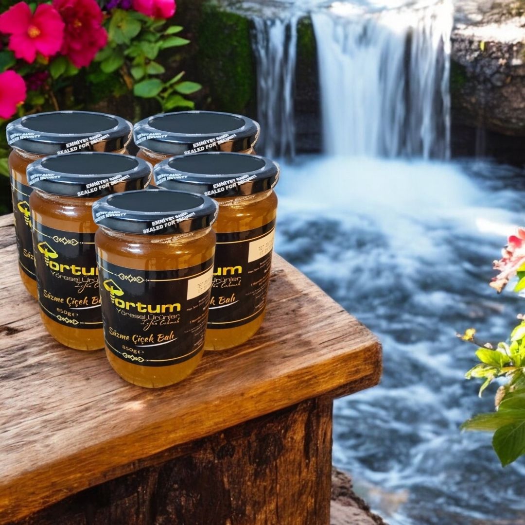 Analizli Şekersiz Hakiki Süzme Çiçek Balı (5 Kavanoz 4250g)