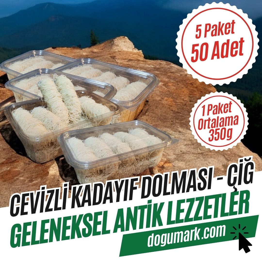 Cevizli Erzurum Kadayıf Dolması Tatlısı - Çiğ (5 Paket 50 Adet )