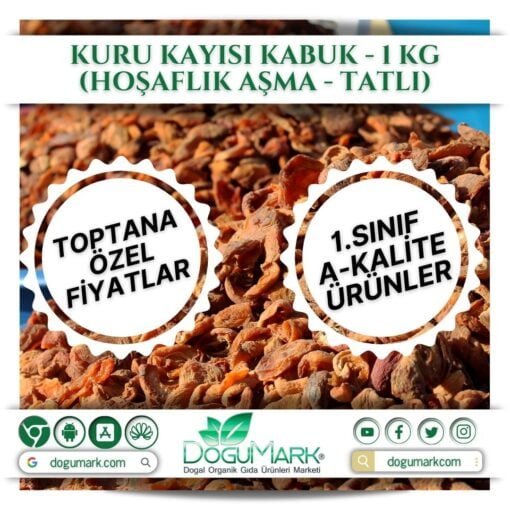 Kuru Kayısı Kabuk - 1 Kg (Hoşaflık Aşma - Tatlı)