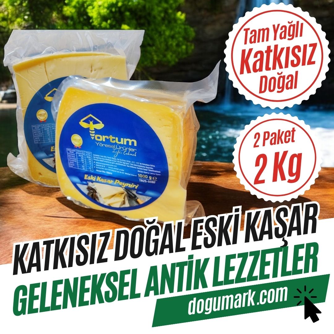 Katkısız Doğal Hakiki Tam Yağlı Eski Kaşar Peyniri (2 Paket 2 Kg)