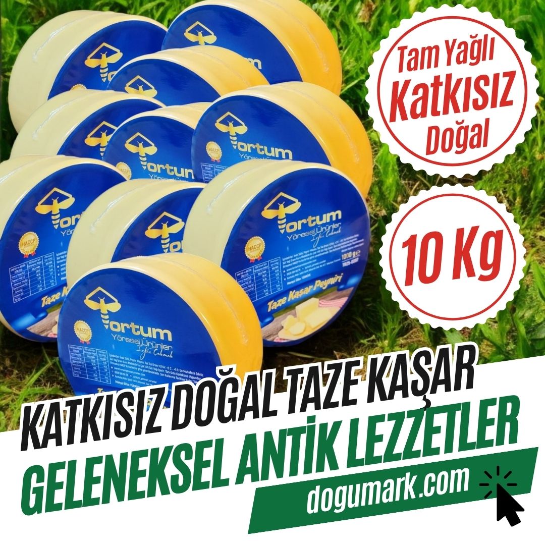 Katkısız Doğal Hakiki Tam Yağlı Taze Kaşar Peyniri (10 Pkt 10 Kg)