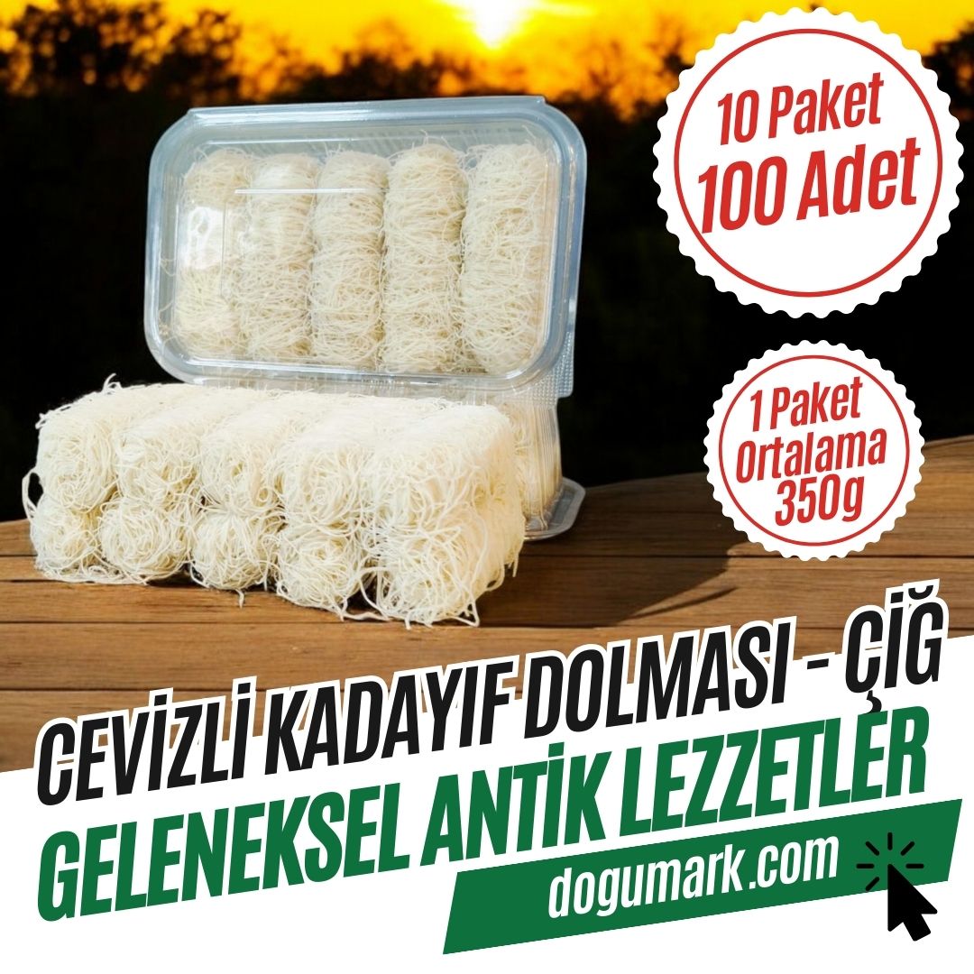 Cevizli Erzurum Kadayıf Dolması Tatlısı - Çiğ (10 Paket 100 Adet )
