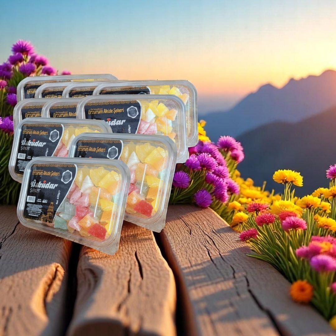 Geleneksel Erzurum Akide Şekeri - Karışık (10 Paket 6500g)