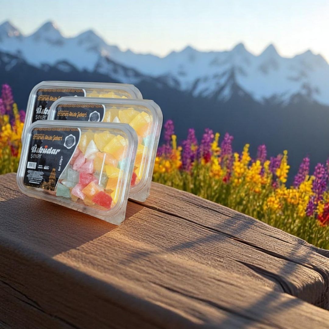 Geleneksel Erzurum Akide Şekeri - Karışık (3 Paket 1950g)