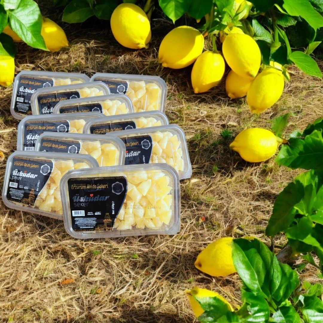 Geleneksel Erzurum Akide Şekeri - Limonlu (10 Paket 6500g)