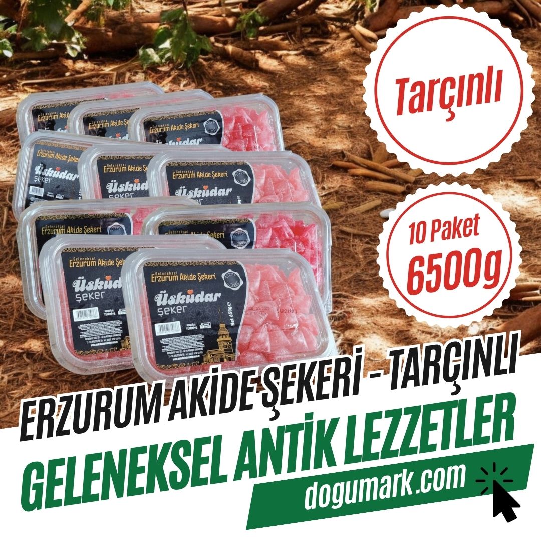 Geleneksel Erzurum Akide Şekeri - Tarçınlı (10 Paket 6500g)