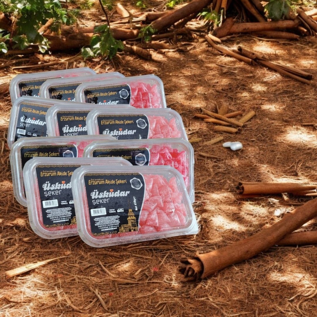 Geleneksel Erzurum Akide Şekeri - Tarçınlı (10 Paket 6500g)
