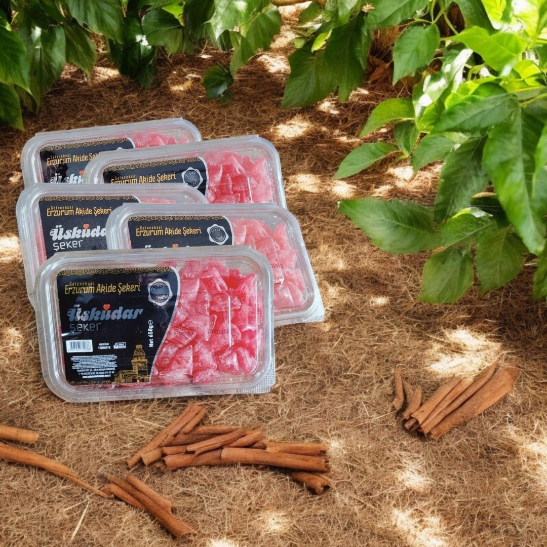 Geleneksel Erzurum Akide Şekeri - Tarçınlı (5 Paket 3250g)