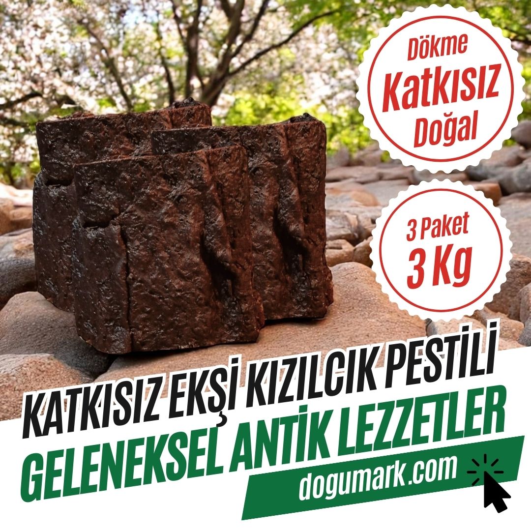 Katkısız Doğal Ekşi Kızılcık Pestili (3 Paket 3 Kg) - Dökme
